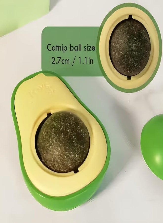PET FUN لعبة كرات النعناع البري الصالحة للأكل من بيت فن للقطط والقطط الصغيرة | لعبة مضغ دوارة على شكل جدار، نعناع بري لصحة الأسنان والتنظيف واللعق | نفس منعش ولعب (عبوة واحدة، على شكل أفوكادو) - Image 4